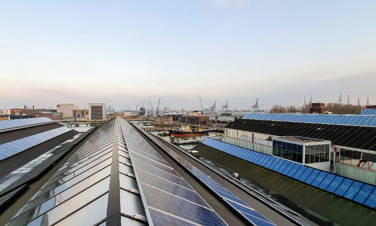 Solar panels at the Port of Rotterdam Innovation Dock