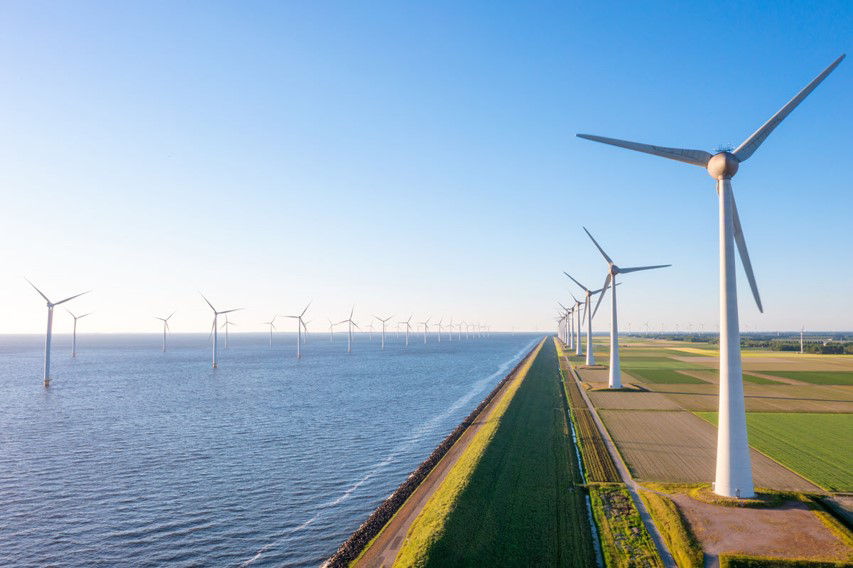 wind turbines and ocean