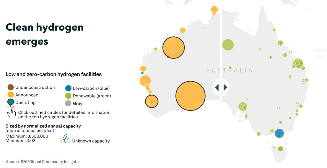 Australia hydrogen map