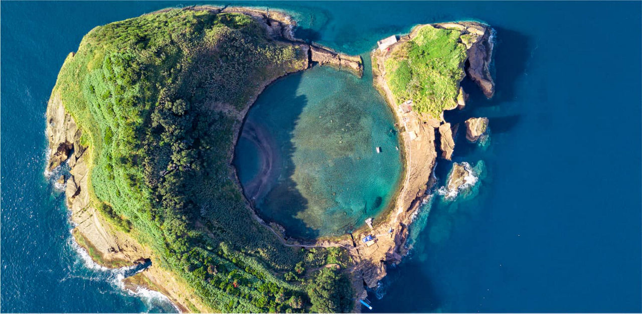 Top view of Islet of Vila Franca do Campo.