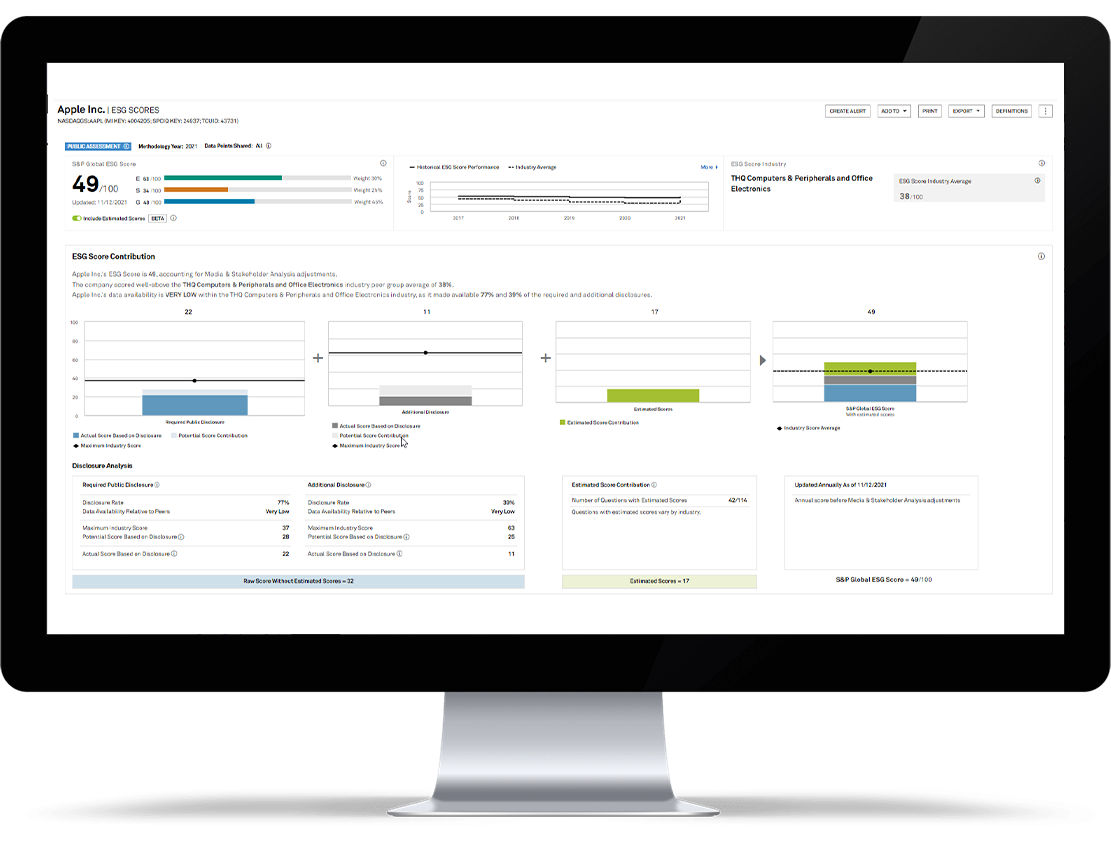 Screenshot of S&P Capital IQ Pro ESG Raw Data example