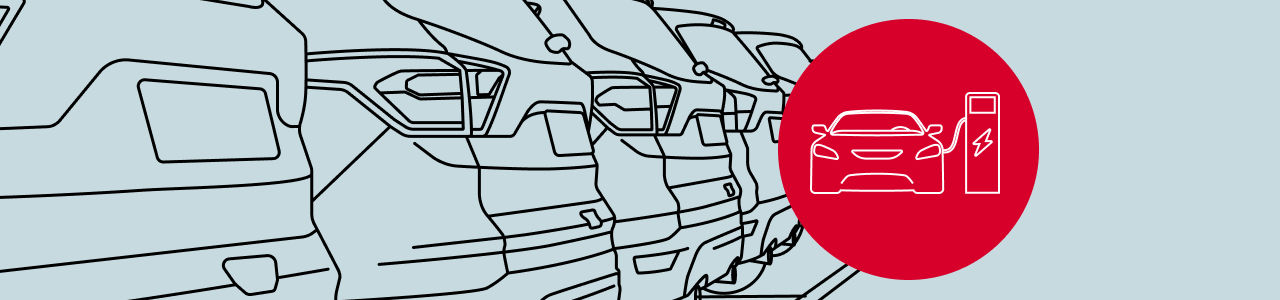 Vector illustration of electric vechicles in a row