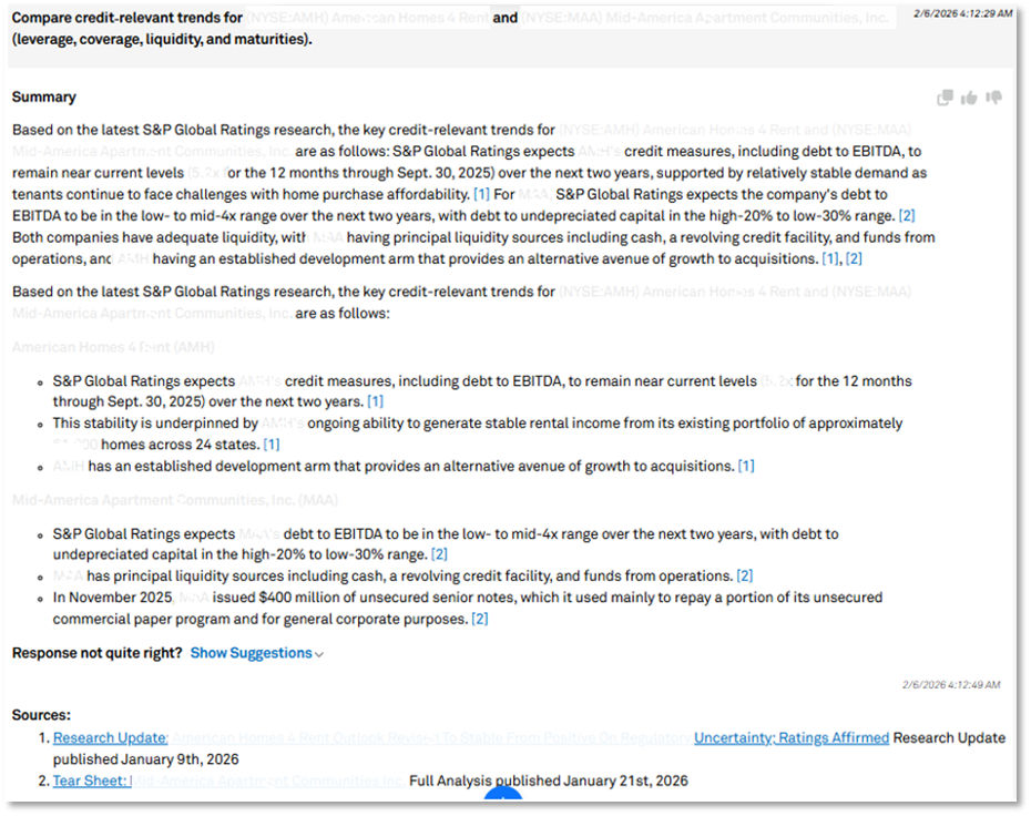 Compare credit-relevant trends for a target issuer and its peer to inform relative value assessment and risk positioning.