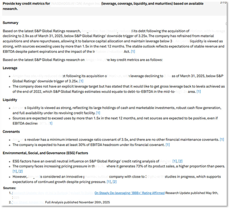 Surface key credit metrics and risk drivers to support credit analysis and structuring decisions