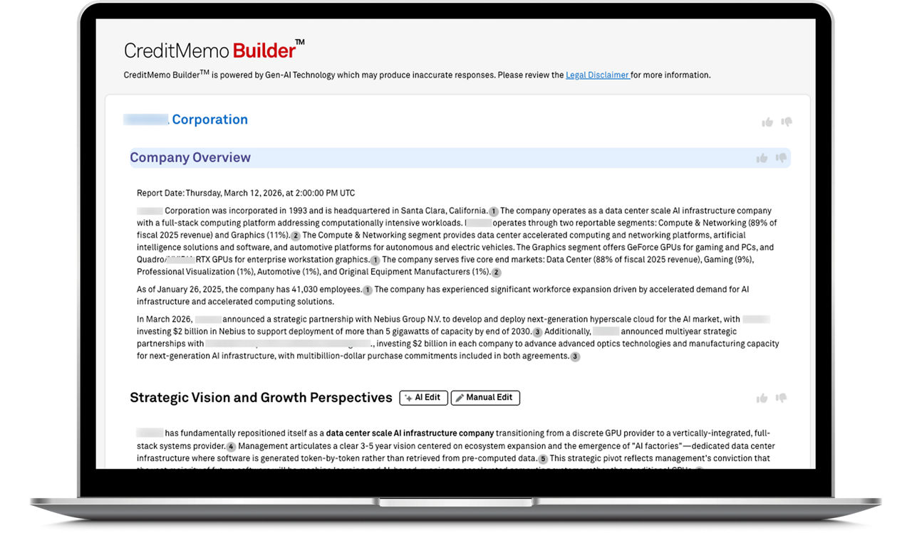 Credit Memo Product Desktop View