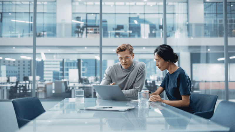 Two people having discussion