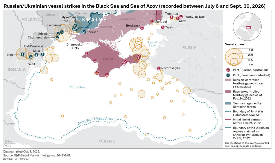 Russian/Ukrainian vessel strikes in the Black Sea and Sea of Azov