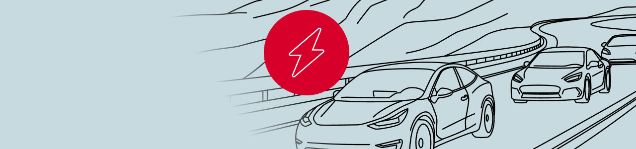 Vector illustration of electric vehicles driving