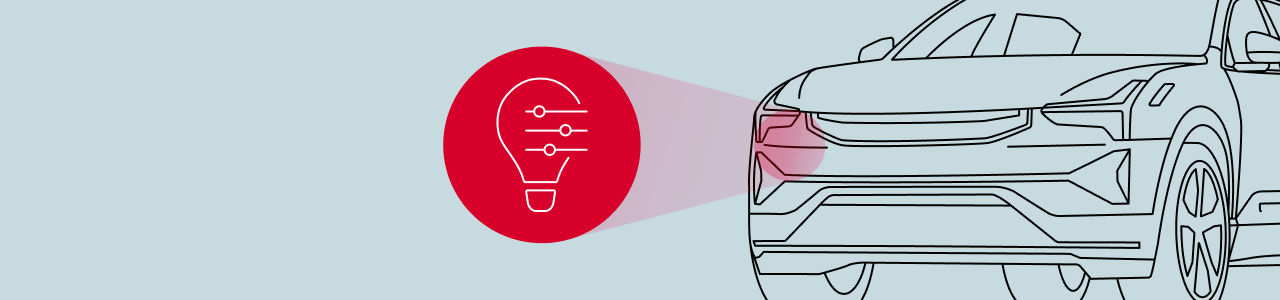 Illustrative vector of a light vehicle highlighting automotive lighting