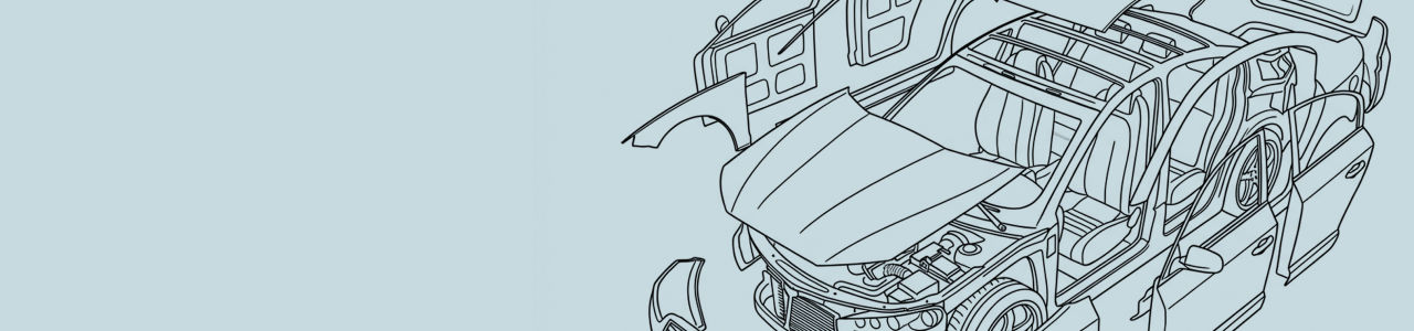 Vector illustration of car components to demonstrate vehicle lightweighting