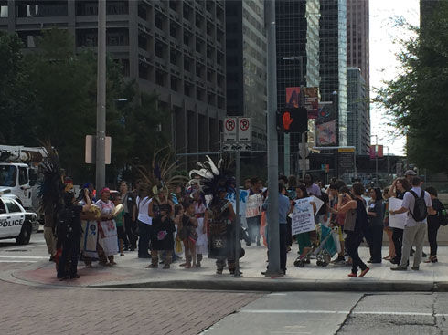Protestors in downtown Houston. Photo by Allen Reed.