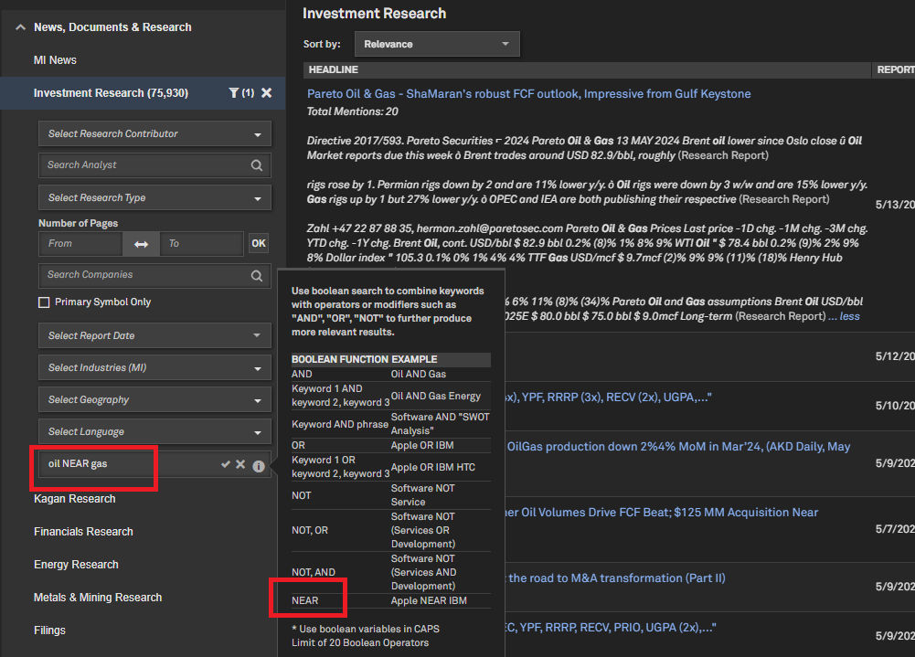 search enhanced boolean search with near operators