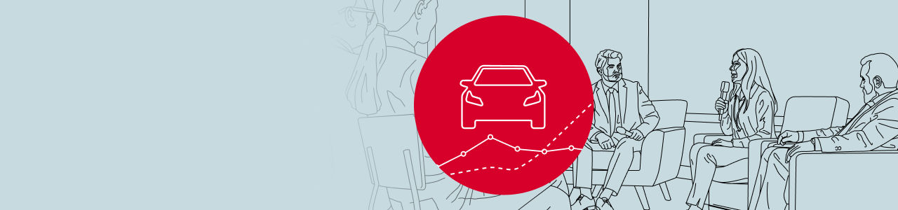 Illustrative vector of roundtable discussion on the future of automotive planning