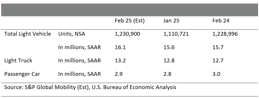 US auto sales February 2025