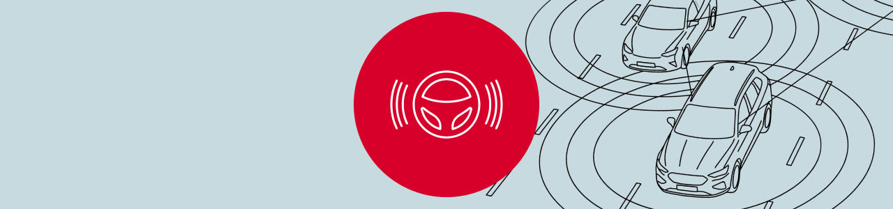 Illustrative vector of multiple autonomous vehicles on the road