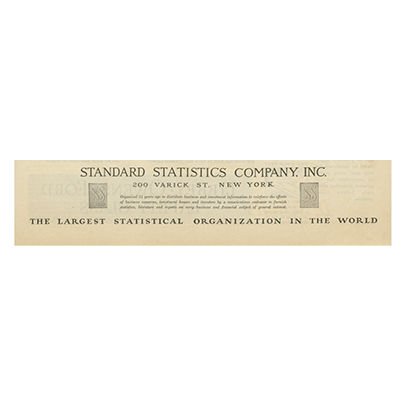 An index card of Standard Statistics Company Inc.